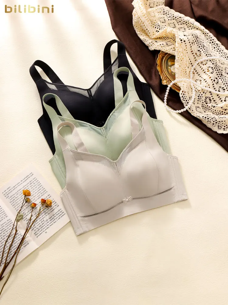 

Bilibini Lace Seamless Bras for Women Comfort Push-up Wireless Bra Lightly Lined Bralette Pad L-3XL