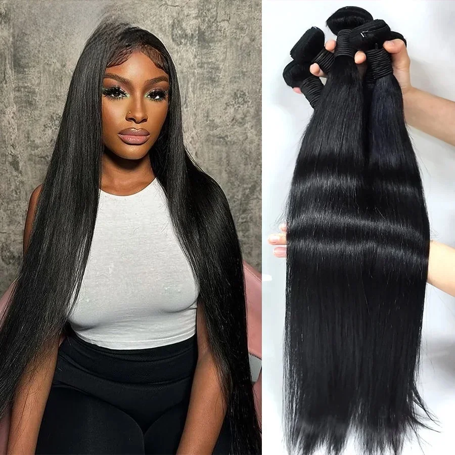 Steil Menselijk Haar Bundels 10A Ruw Haar Bundels 100% Human Hair Extensions Natuurlijke Zwarte Braziliaanse Haar Weave Bundels voor Vrouwen - afbeelding 2