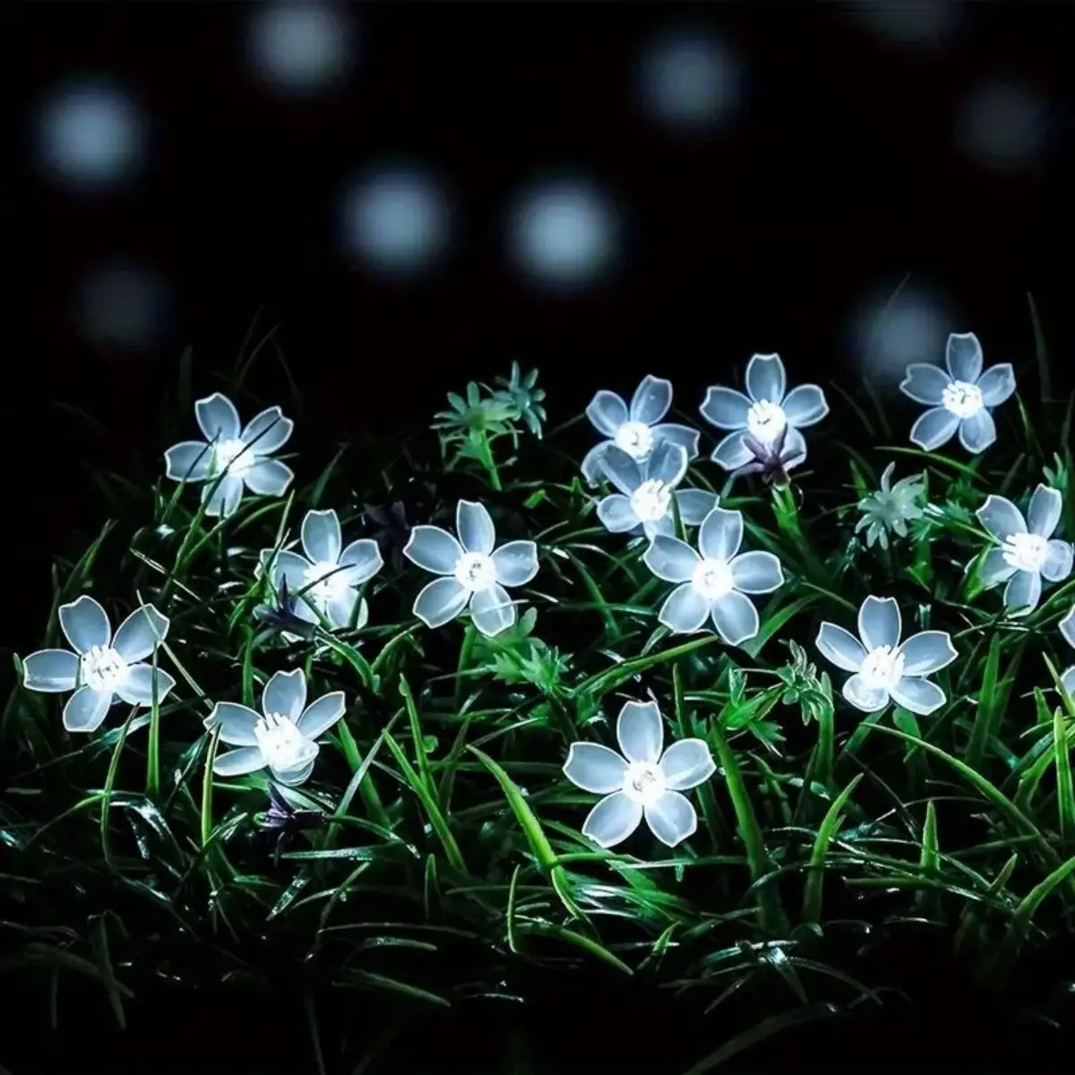 Solar powered household light LED cherry blossom light string, 8 modes of decorative lights, cold white light, button control