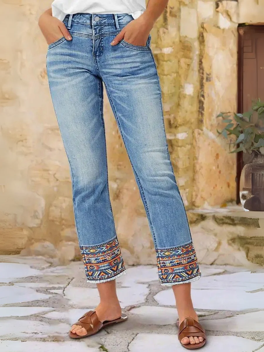 

【HME】Women's Straight Fit Stretch Denim Jeans Wide-Leg with Functional and Utility Pockets Stylish Versatile Denim Pants