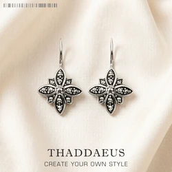 드롭 귀걸이 Marcasite 스타 꽃 여성을위한 유행 선물 고품질 유럽 스타일 925 스털링 실버 지르코니아 패션 쥬얼리