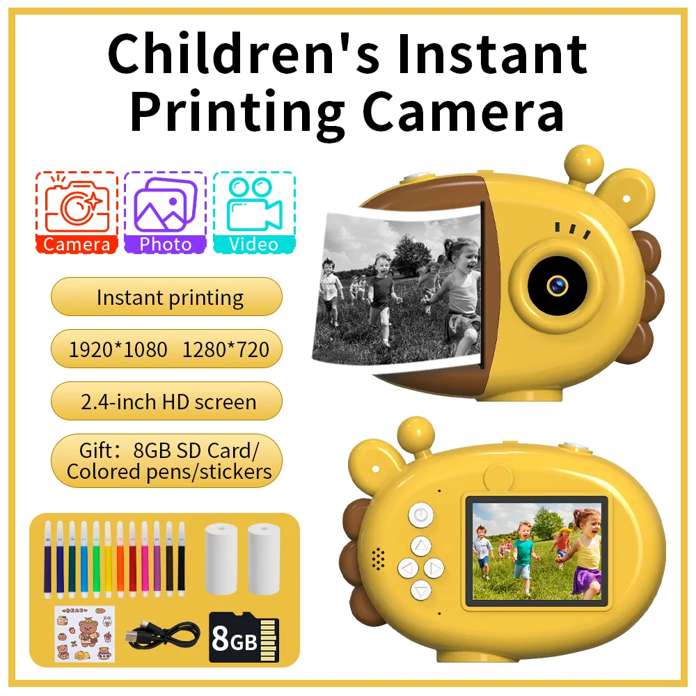 Children\'s Snap Instant Printing Camera Kids Portable Digital Creative Print Cameras for Boys Girls Child Birthday Gift