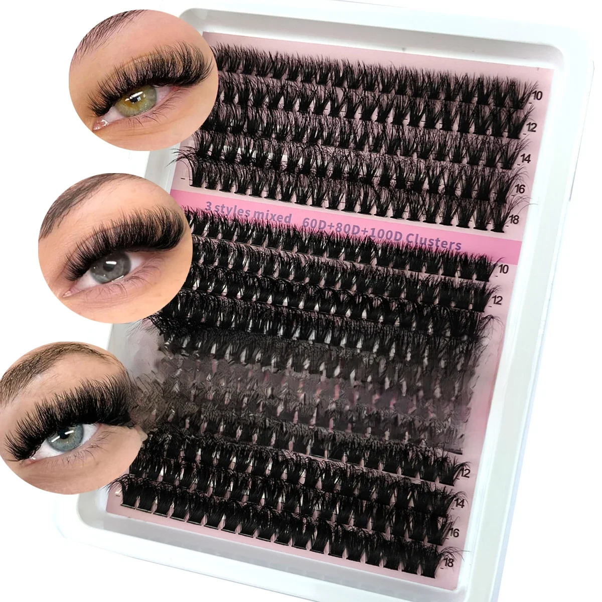 Nouveau 15 rangées bricolage 5D grappes de cils moelleux 60D-200D grappes de cils épais cils individuels vaporeux 10-20mm Extension de cils en grappe