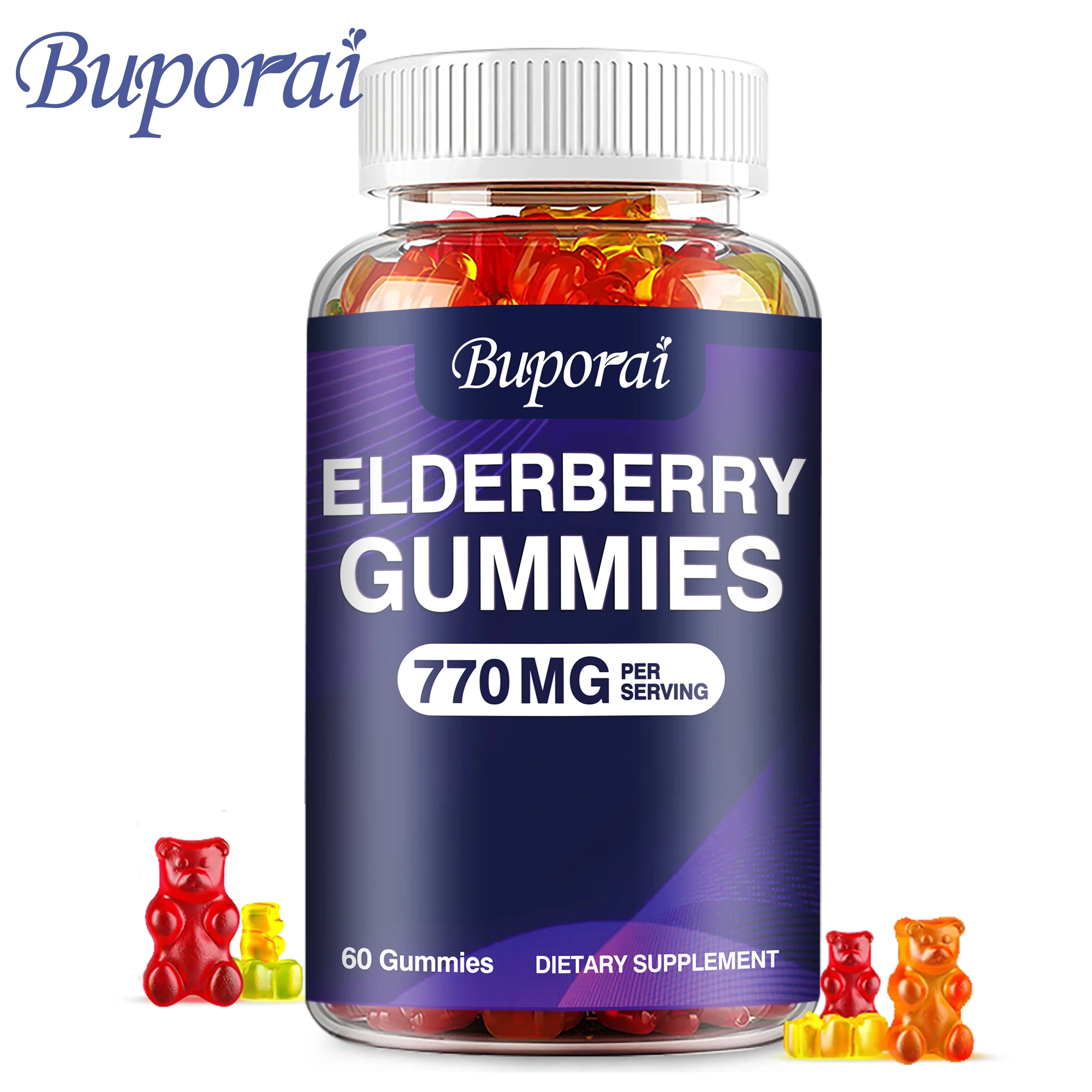 Elderberry Gummies - with Vitamin C, Echinacea, Propolis - Immunity Boost, Skin Health, Antioxidants - 60 Gummies