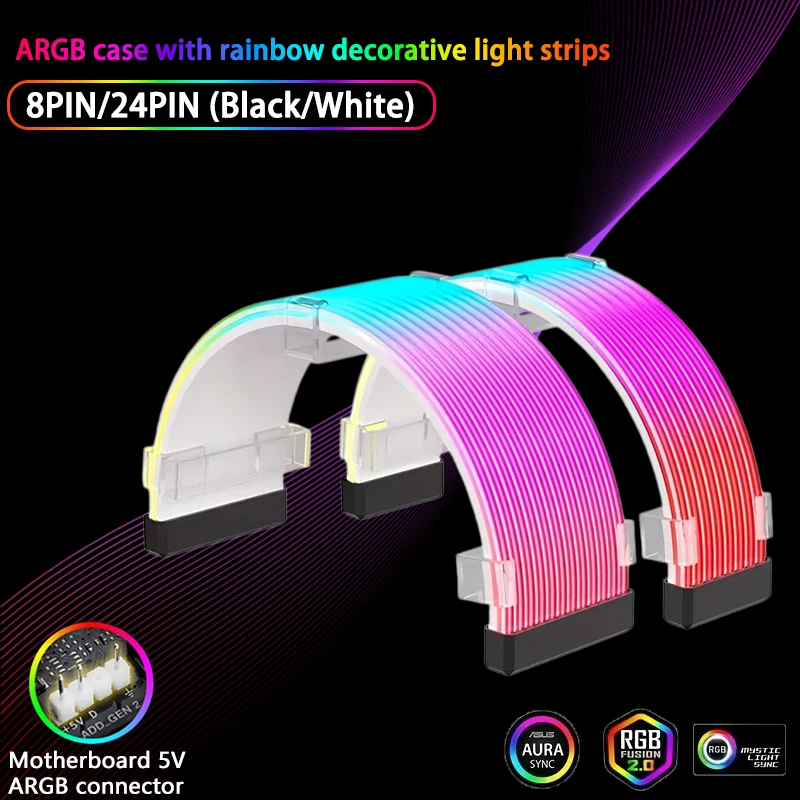 cabo-de-extensao-argb-rainbow-24pin-8pin-5v-faixa-de-luz-decorativa-para-gabinete-de-pc-gamer-com-sincronizacao-led-argb