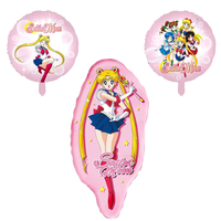 Cartoon Sailored Moon Happy Birthday Party Decorations Balloons Backdrop Pink Number Cake Topper Supplies Baby Shower Toy  Gifts