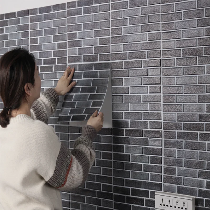 

Самоклеящаяся водонепроницаемая 3D наклейка на стену, ПВХ, наклейка с кирпичным узором, украшение для спальни, гостиной, фон, настенные обои