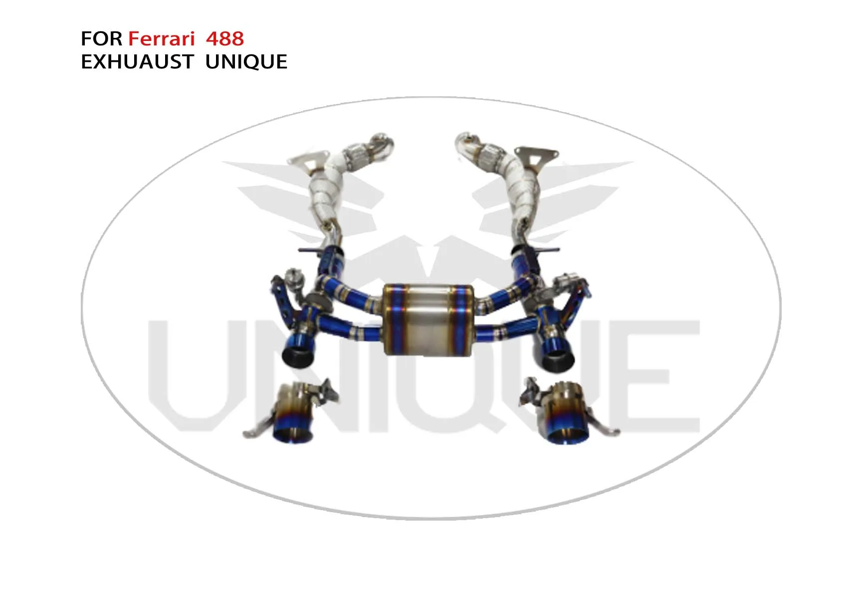 UNIQUE Titanium Exhaust System Catback for Ferrari 488 Pista Spider GTB 3.9T Valve Muffler With Tips Catless Downpipe