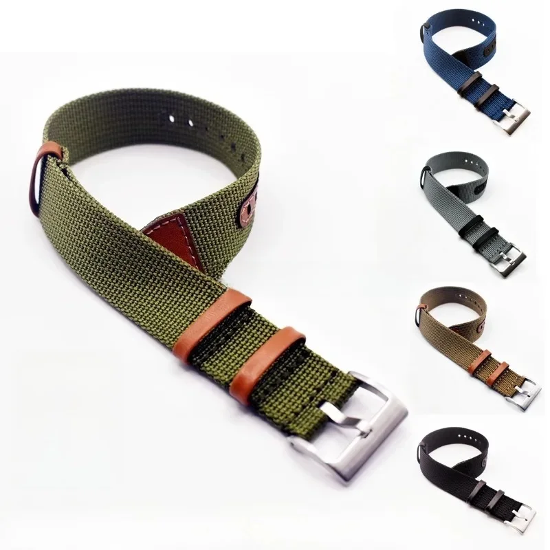 20mm 22mm Horloge Armband voor Seiko voor Rolex Canvas Nylon Patch Lederen Band Horlogeband voor Hamilton voor omega Vervanging Riemen - afbeelding 2