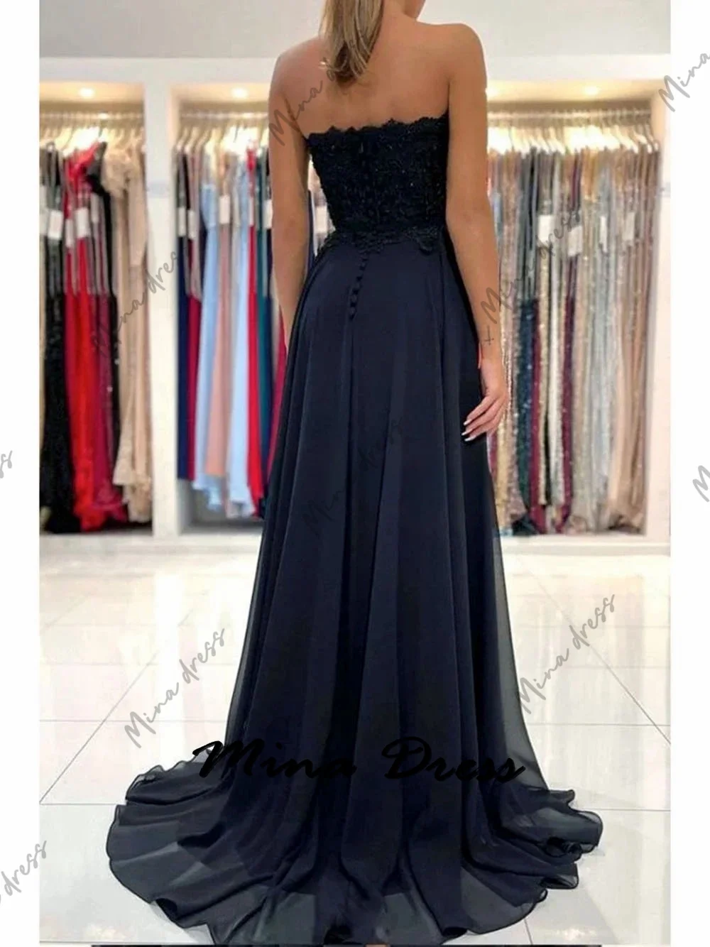 Mina Customized Elegant and Chic Women\'s Evening Dress Formal Occasion Wear Side Slits Special Occasion Dresses Ball Gowns Prom