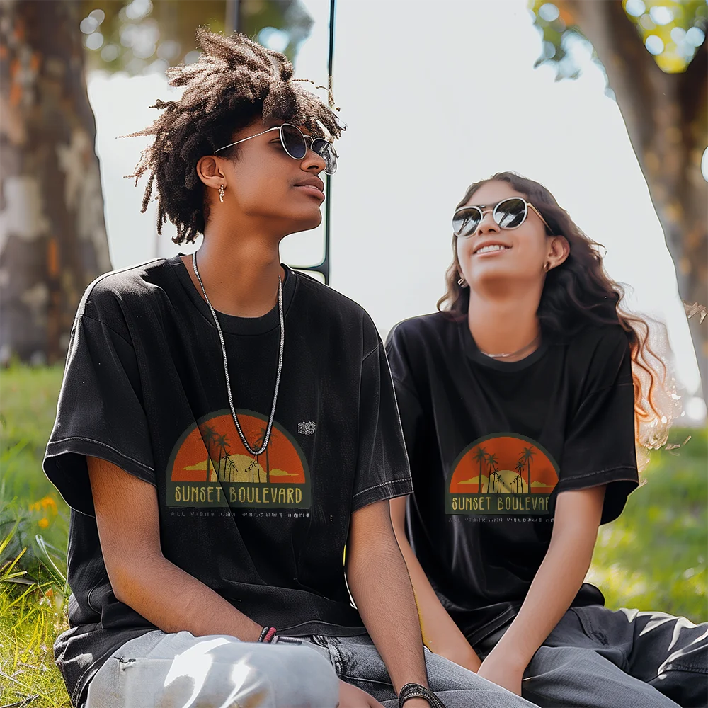 

Футболка Boulevard, летние дышащие мягкие женские потертые футболки с рисунком в стиле ретро, модные повседневные топы унисекс с круглым вырезом и короткими рукавами