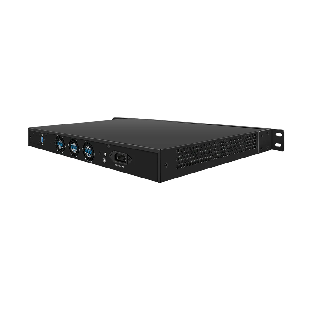 HUNSN 1U apparecchio Firewall per montaggio su Rack da 19 pollici, N100,N200,I3 N305, Router di rete, RJ53, 4 x 226-V 2.5GbE LAN, VGA, GPIO, Slot SIM