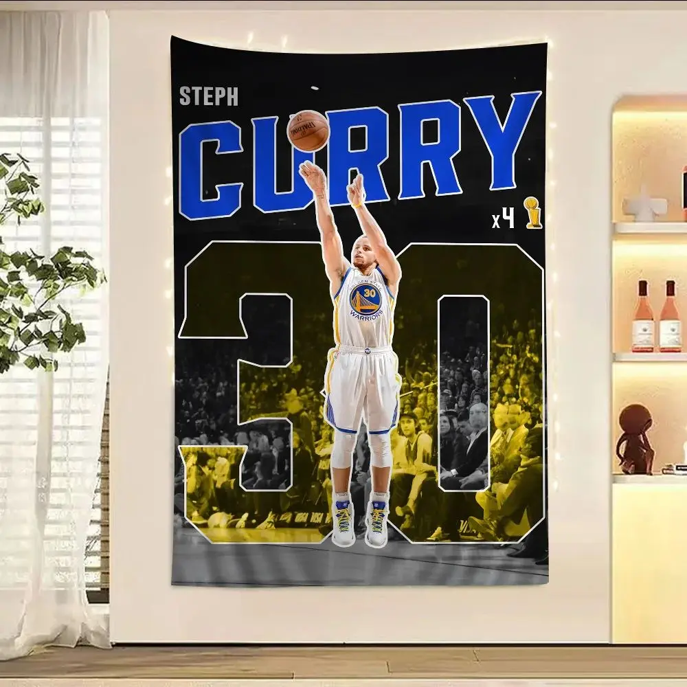 البوهيمي ستيف كاري نسيج غولدن ستايت ووريورز ديكور للتعليق على الحائط نمط الهبي طباعة كرة السلة الاحتفال المشجعين هدية