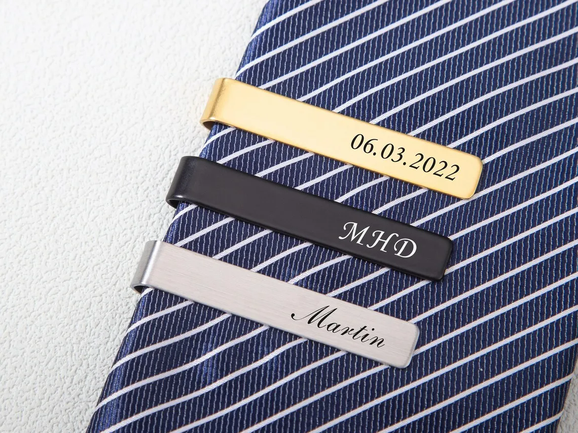 

Personalized Custom Name Tie Clip For Men Wedding Customized Stainless Steel Initials Necktie Clamp Father Gifts