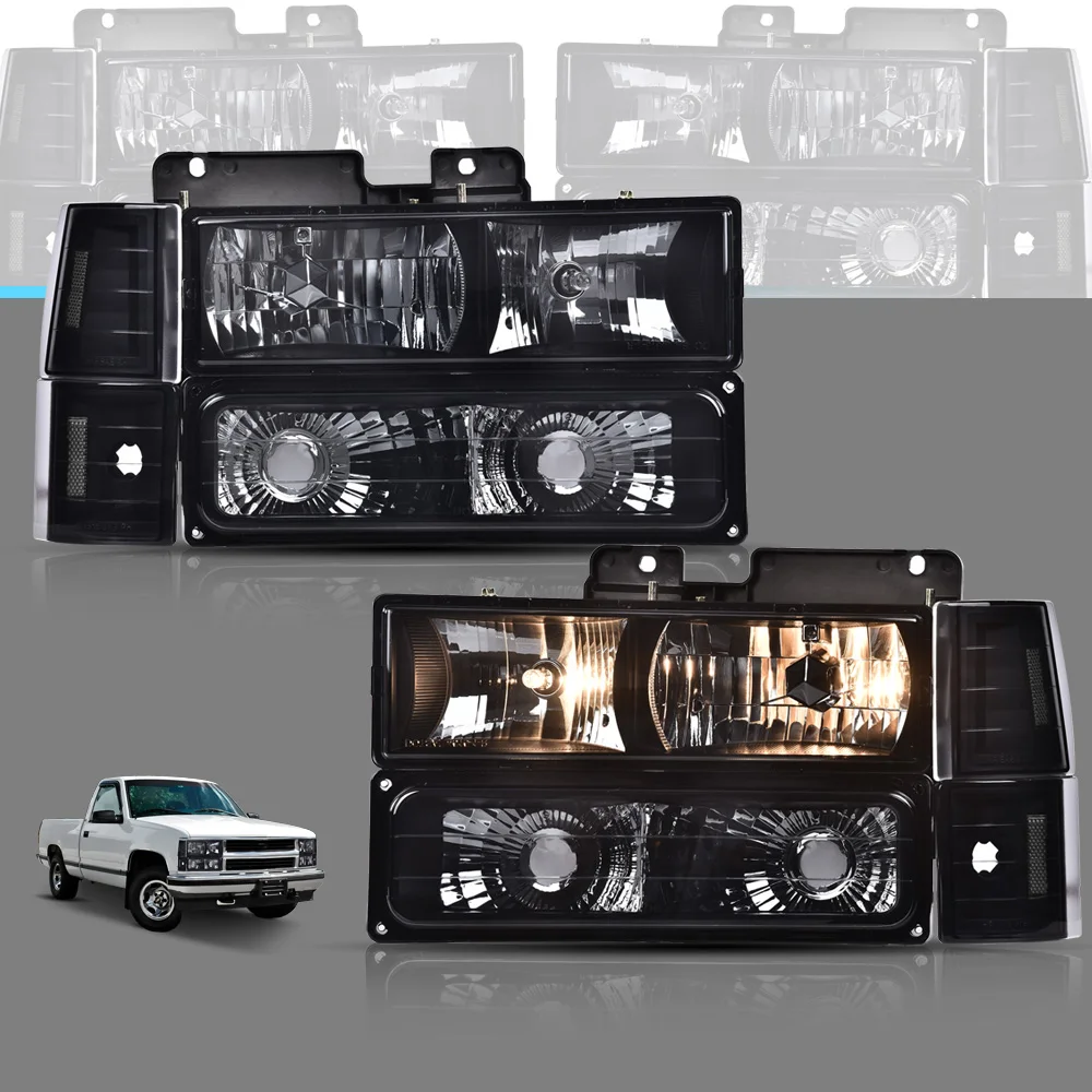 Zestaw reflektorów kompatybilny z GMC C1500 K1500 Yukon/GMC C1500 C2500 K1500 K2500 Suburban 94-99, reflektor montowany na zderzaku