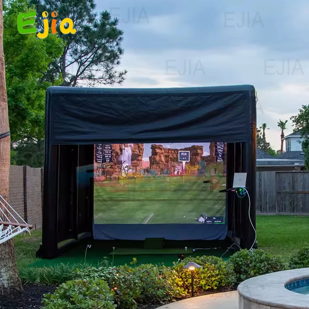 Stock  Inflatable Golf Simulator 13x10FT Indoor/Outdoor Golf Practice Swing Projector Shooting Tent with Screen for All Skill