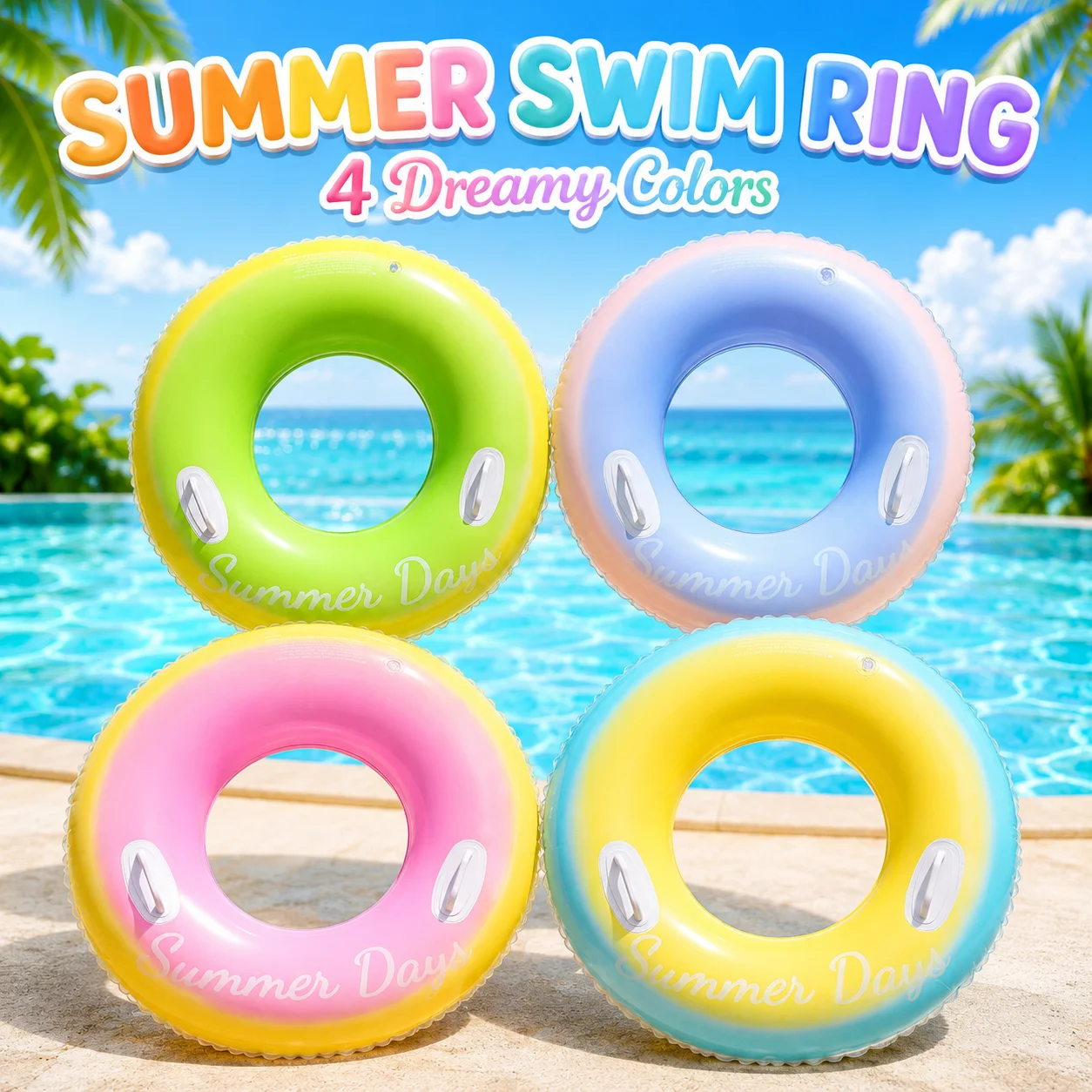 

Inflatable Pool Floats, Pool Tube Rings, Swim Tubes, Pool Floaties, Beach Swimming Party Floats for Adults Swim Ring