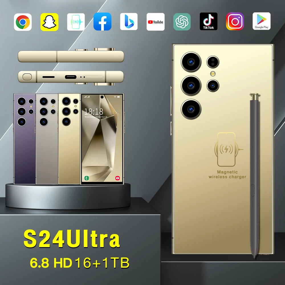 

New S24 Ultra Smartphone 5G Signal 6.8 inch 16GB 1TB Android 14 7800mAh cellphone Qualcomm Snapdragon 8 Gen3 mobile phones