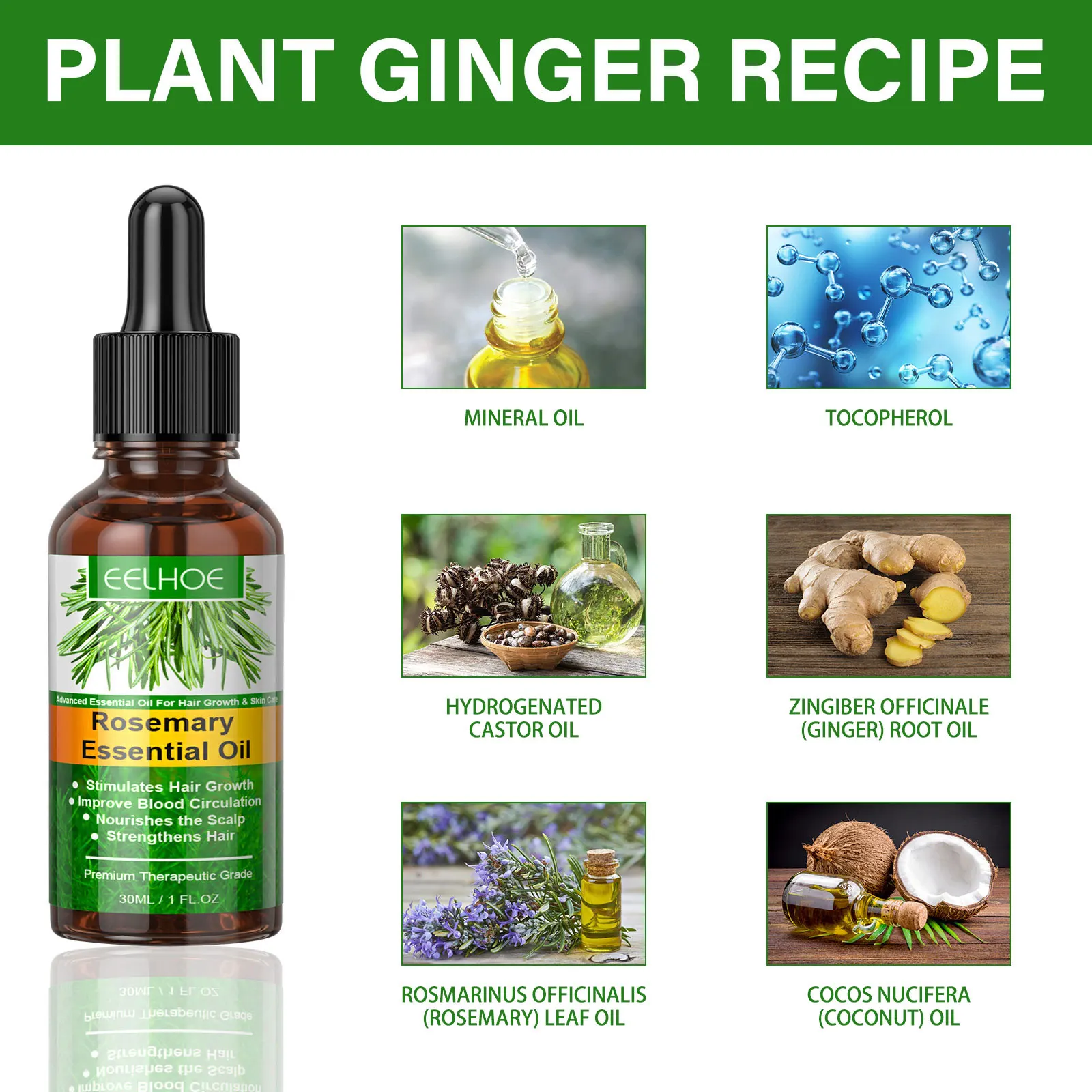 30ml Rosemary Hair Oil Multifunctional Lightweight Reduces Sebum Versatile Strengthening Botanical Blend Control Frizz for Shine