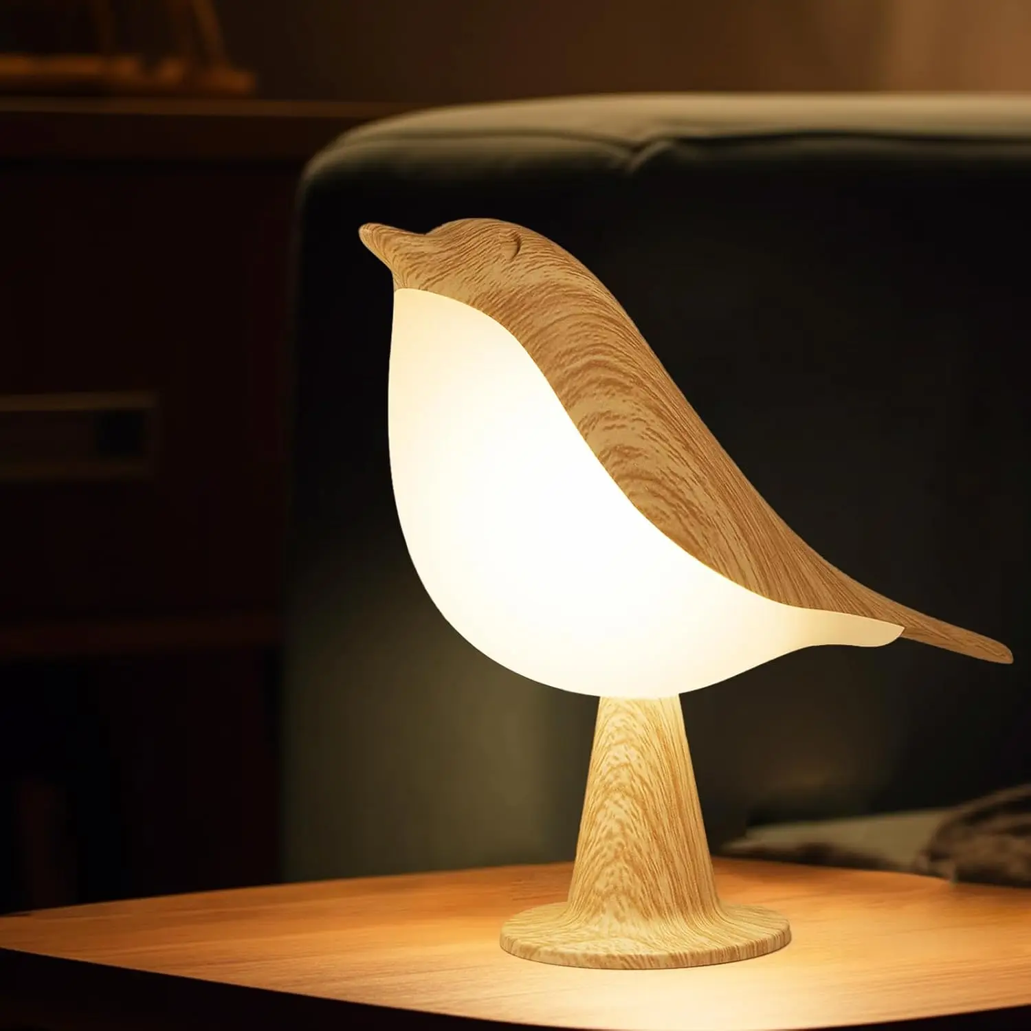 Touch Sensor Desk Lamp Rechargeable Bird Lamp Bedside Lamps with 3 Color Temperature Cordless Night Light for Bedroom Restaurant