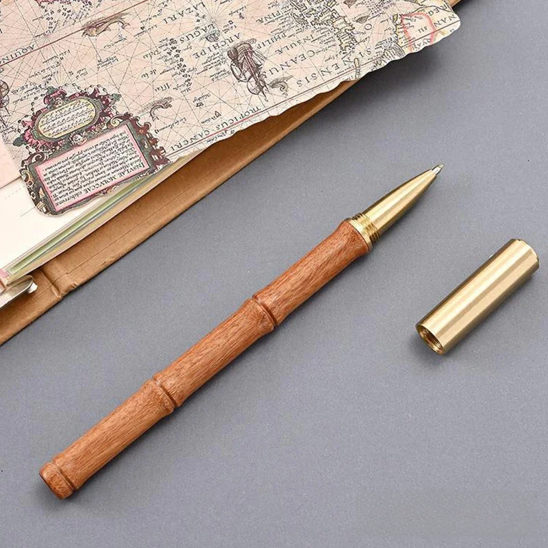 Stylo à bille vintage avec nœud en bambou, stylo signature de haute qualité, fournitures d'écriture pour étudiants en affaires et bureau, papeterie