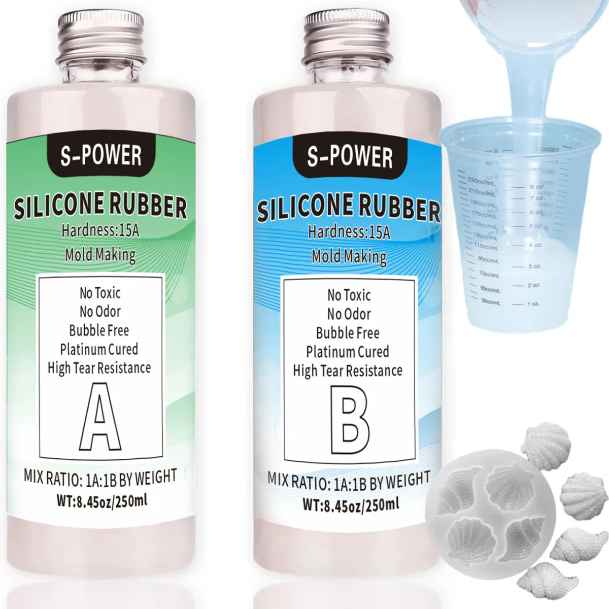 Silicone Rubber  Translucent Clear Mold Making Silicone-Mixing Ratio 1:1-Molding Silicone for Resin Molds, Silicone Molds DIY