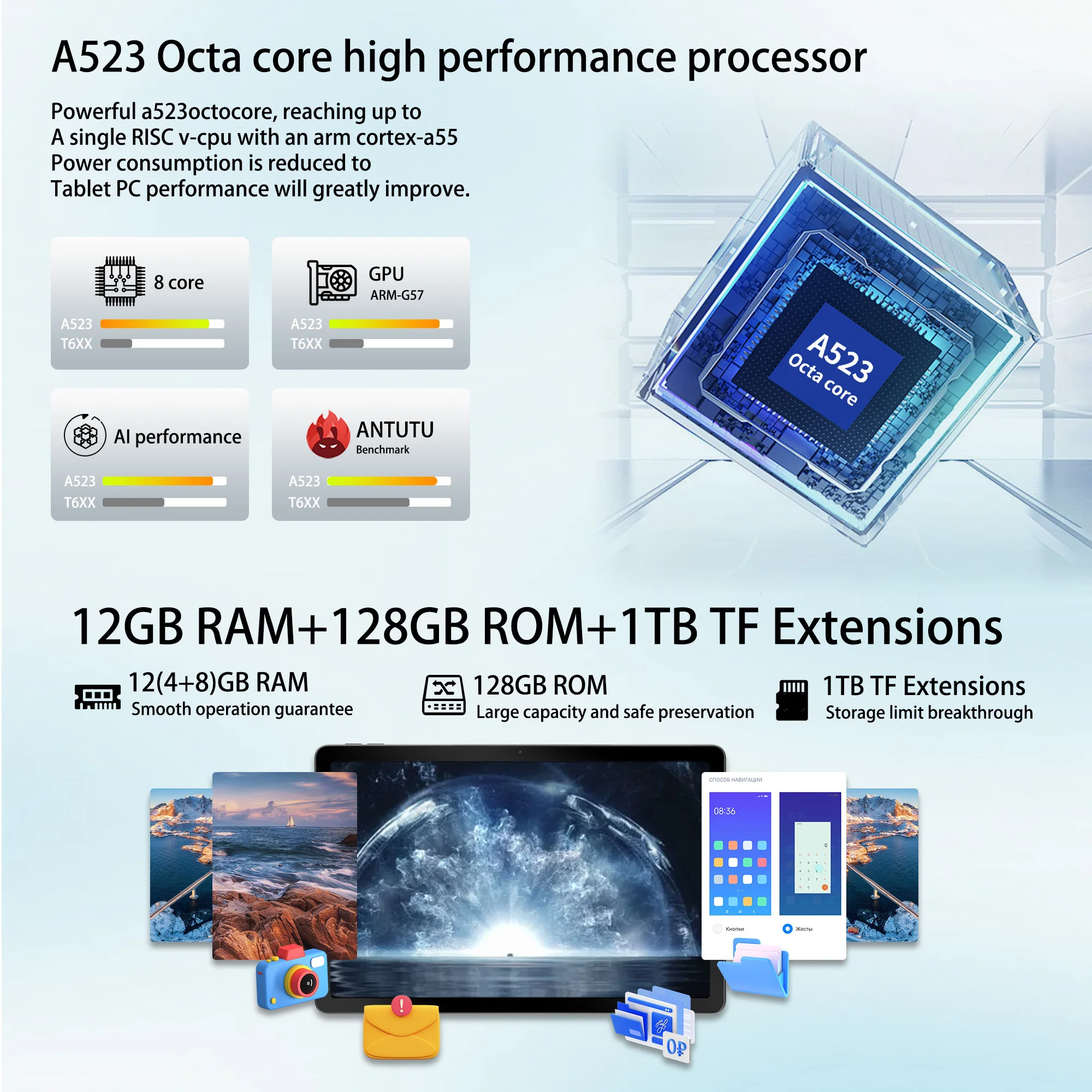 C9 + tableta Android14 de 11 pulgadas procesador octa-core 12GB RAM + 128GB ROM ampliar 1TB TF 5MP + 13MP pantalla HD batería de 6800mAh