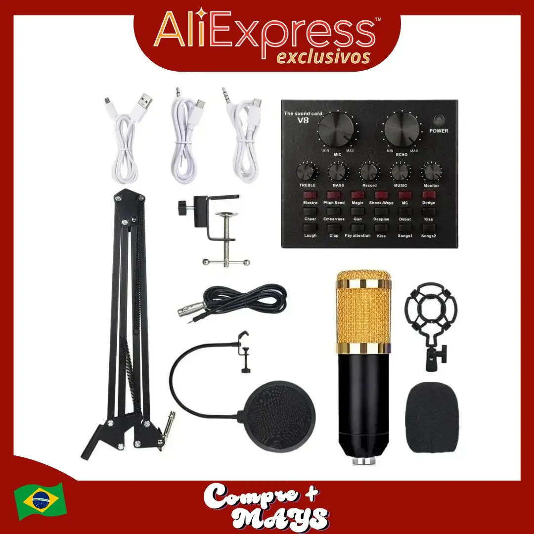 Mesh Interface Microphone Kit V8 Plus BM800 Full Equipment for Professional Recording with Exceptional Sound Quality