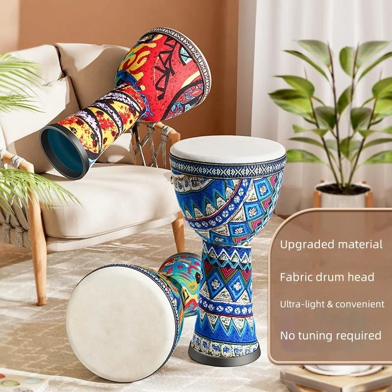 8-Zoll afrikanische Trommel, Djembe Handtrommel, Trommeloberfläche aus Ziegenleder mit Schultergurt, Percussion-Musikinstrument für Anfänger – Detail 1