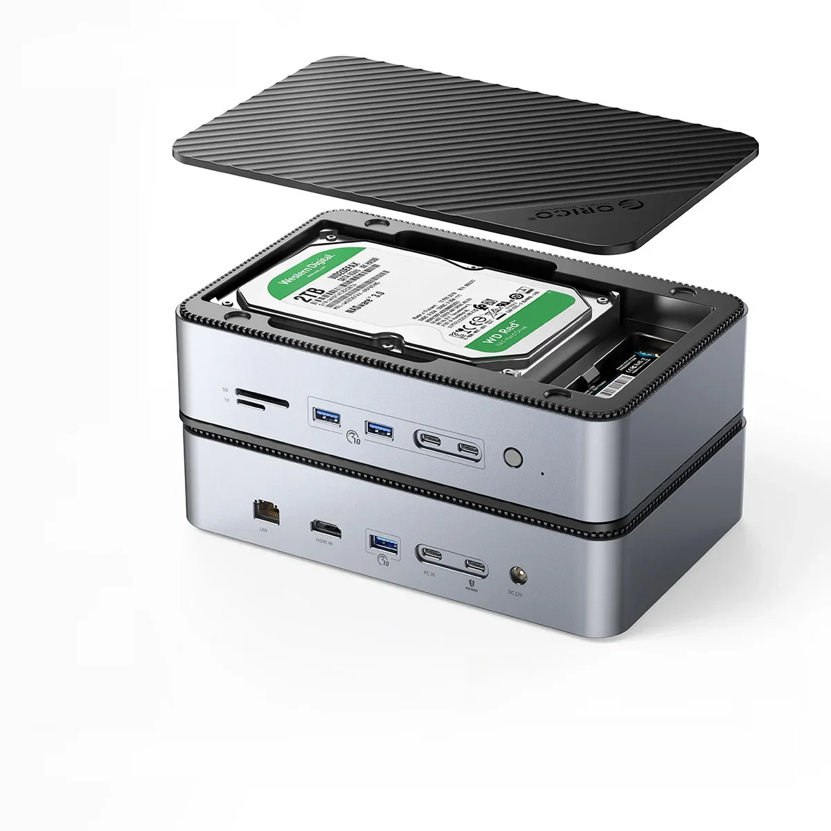 Orico docking station deck mit dual m.2 nvme ssd fall 3,5 festplatte gehäuse dampfdock 10 in 1 hdmi