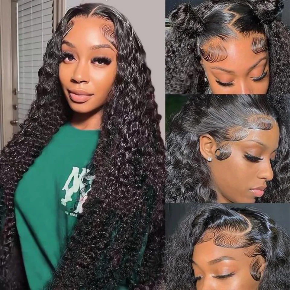 30 40 Zoll Deep Wave Lace Frontal Perücke 13x6 HD lockige Echthaar Perücken 13x4 100% brasilia nische Wasserwelle vor gezupfte Spitze Front Perücke