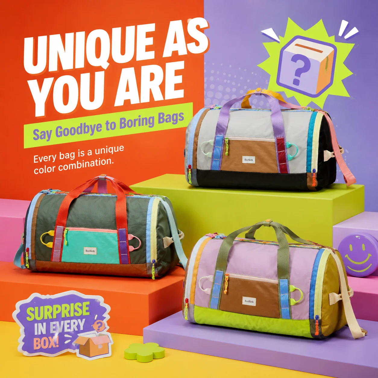 

Ecosloth blind box backpacks, random colors shipped, sports/gym bags, travel bags, foldable luggage bags.