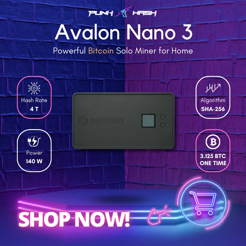 Officiële Canaan Avalon Nano3 Miner met Verwarming, Bitcoin Miner Wi-Fi Hashrate SHA256 4T, BTC Solo Miner, Stille Mining Machine voor Thuisgebruik