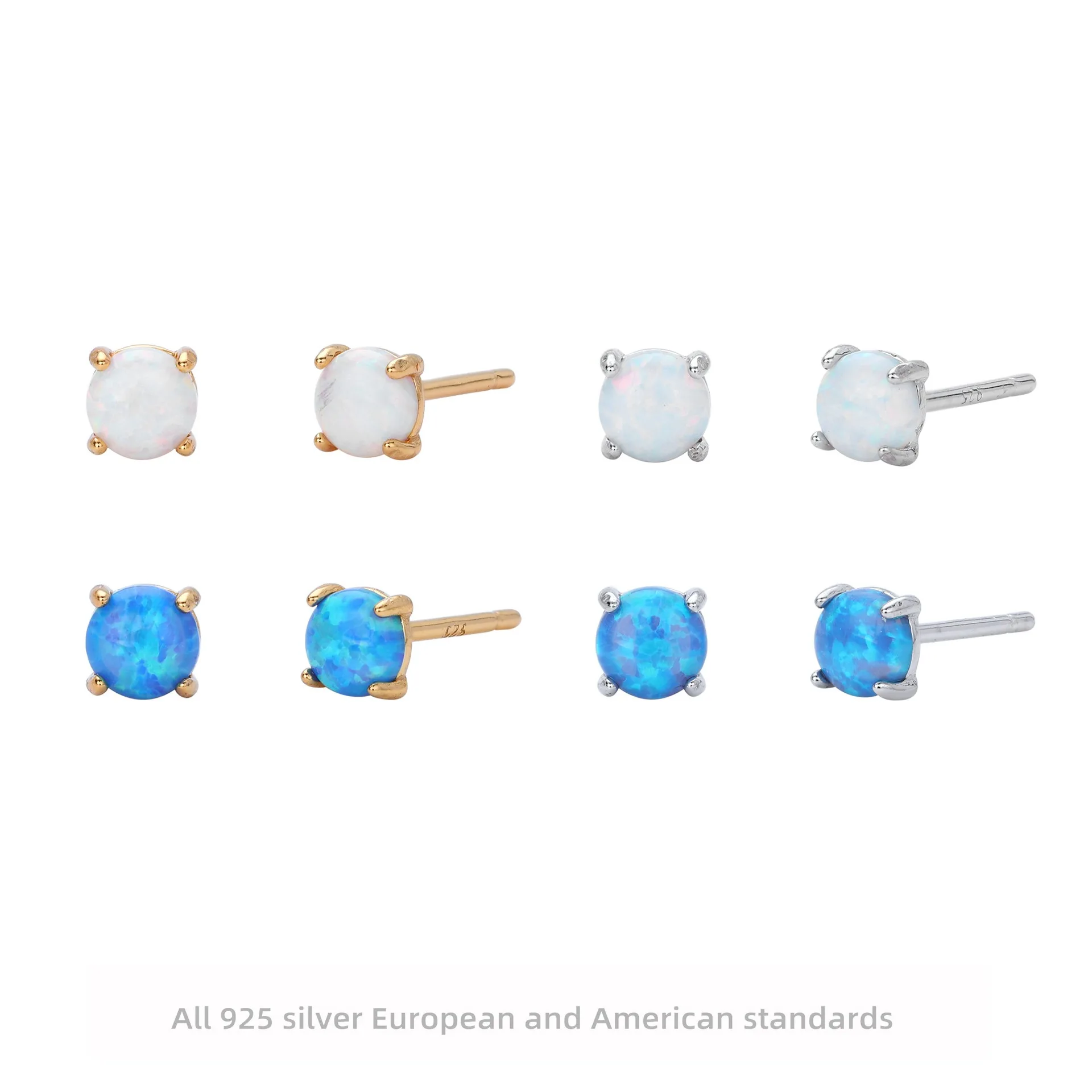 

S925 Sterling Silver Opal Stud Earrings Dainty Minimalist Hypoallergenic Cute Earrings for Women Everyday Delicate Jewelry Gift