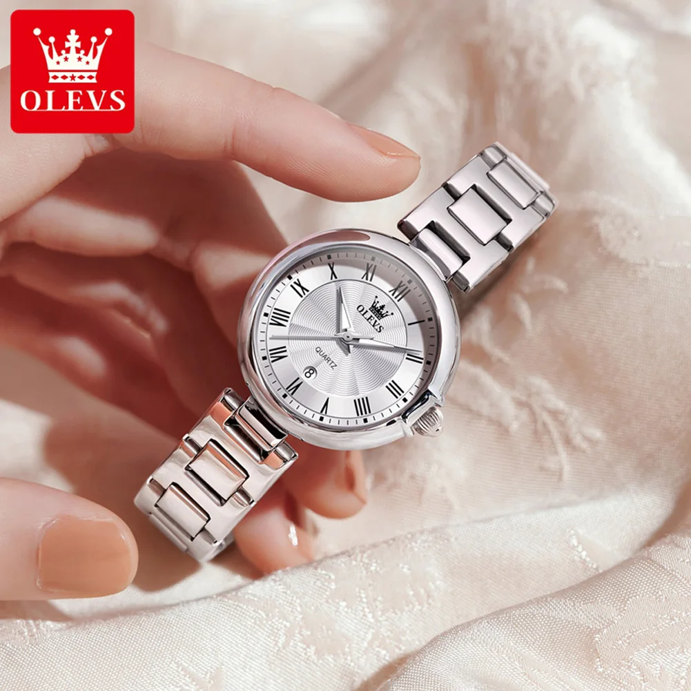 OLEVS 5608 Elegant Ladies Wrist watch for Women Waterproof Stainless Steel Luxury Quartz Watch with Auto Date Feature