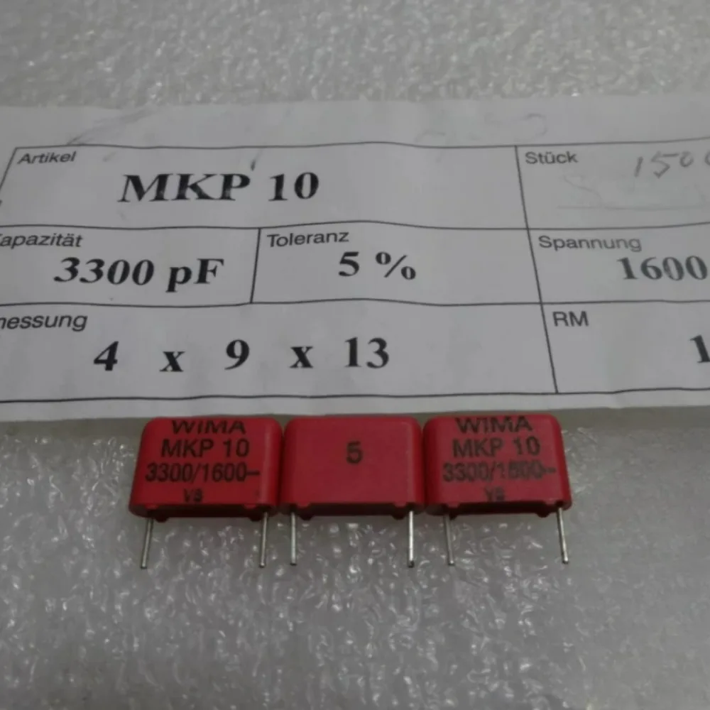 

5pcs/lot MKP10 0.0033uF 1600V 3.3nf 3300pf 3n3 332 J Brand New 10mm Film Capacitor