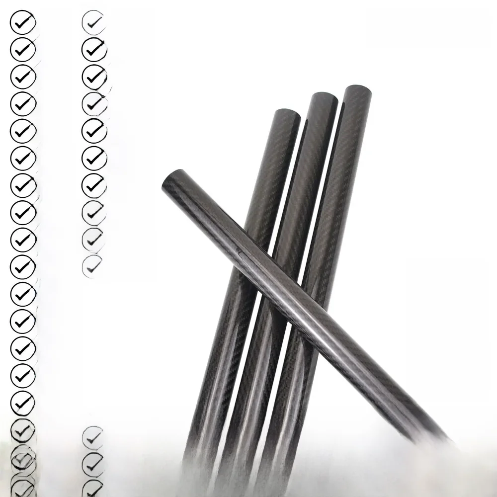 Tube en Fiber de carbone brillant sergé 3K, haute dureté Composite, matériau japonais, longueur du tuyau 500mm, accessoires d'avion RC, 1/2 pièces