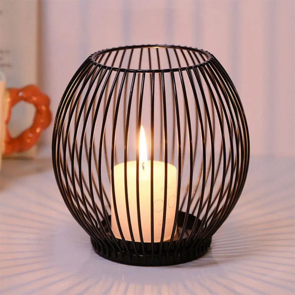 Nordic Luxury Candle Holder Metal Iron Lantern DIY Home Decoration Coffee Table Dining Table Centerpiece Small Middle Large Size