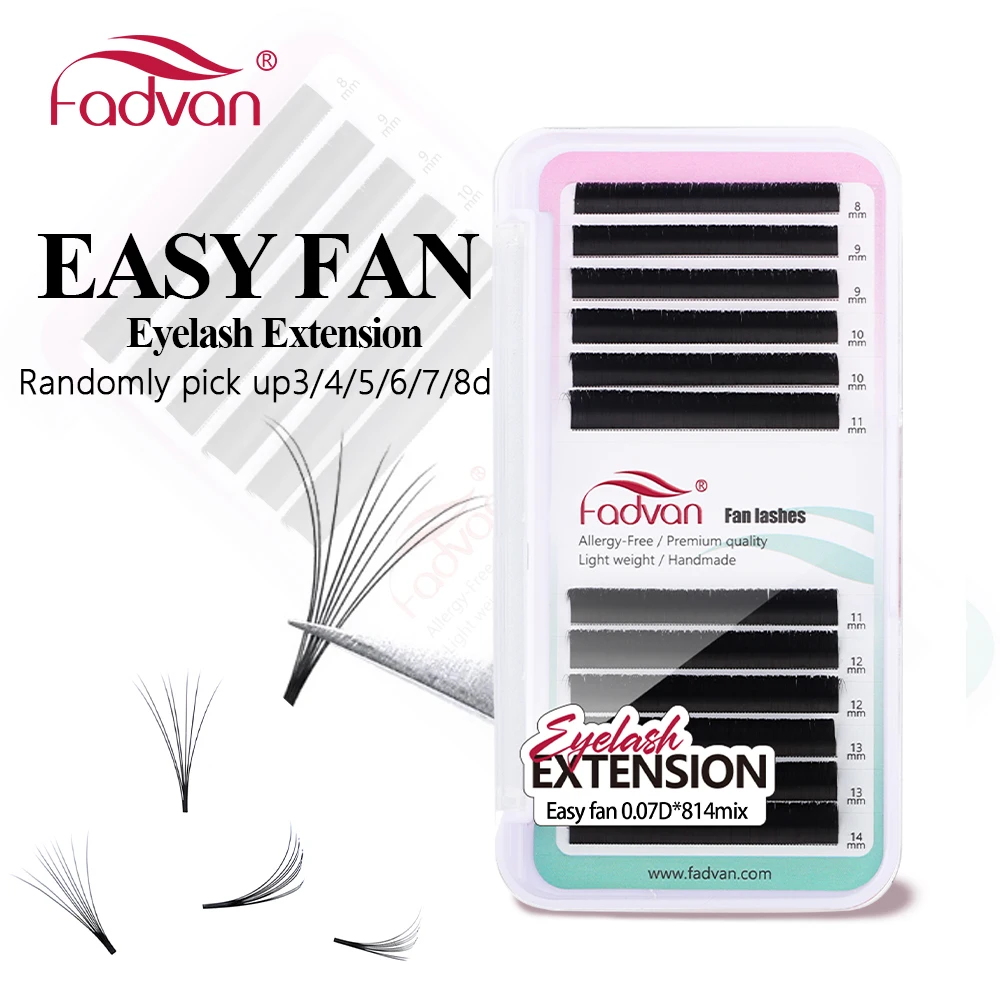 Fadvan-extensiones de pestañas de abanico fácil, pestañas flora suaves, negras, volumen ruso, pestañas acampanadas, pestañas de abanico automático, maquillaje, cilios naturales
