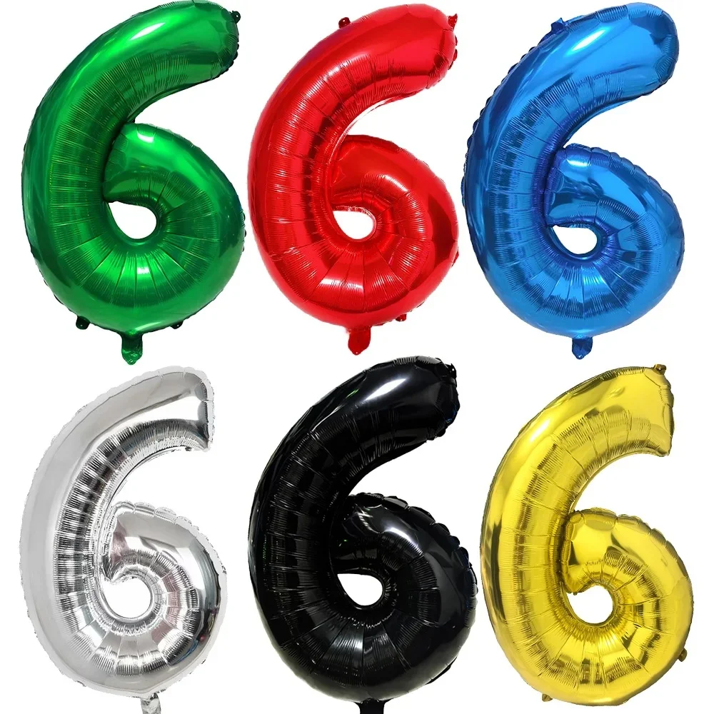 Balon z dużymi, wielokolorowymi cyframi 0-9, 32 cale, czerwony balon z cyframi, balony na wieczór panieński, dekoracja na rocznicę, urodziny. — zdjęcie 2