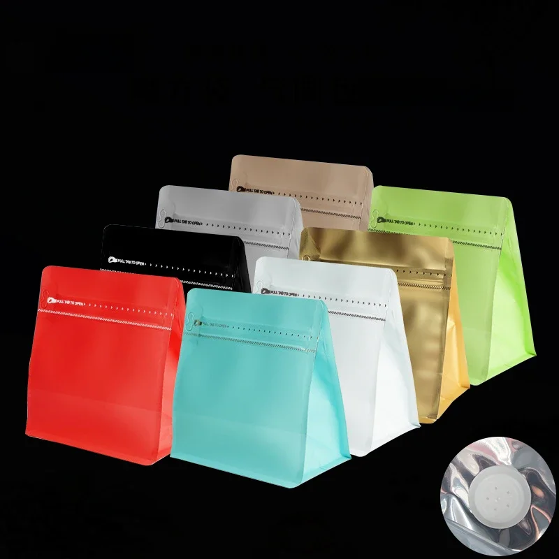 Tepp 20 sztuk/partia zagęścić Valved torby do kawy strona główna opakowania do przechowywania herbaty Resealable Ziplock uszczelnienie Stand Up Bag folia aluminiowa — zdjęcie 2