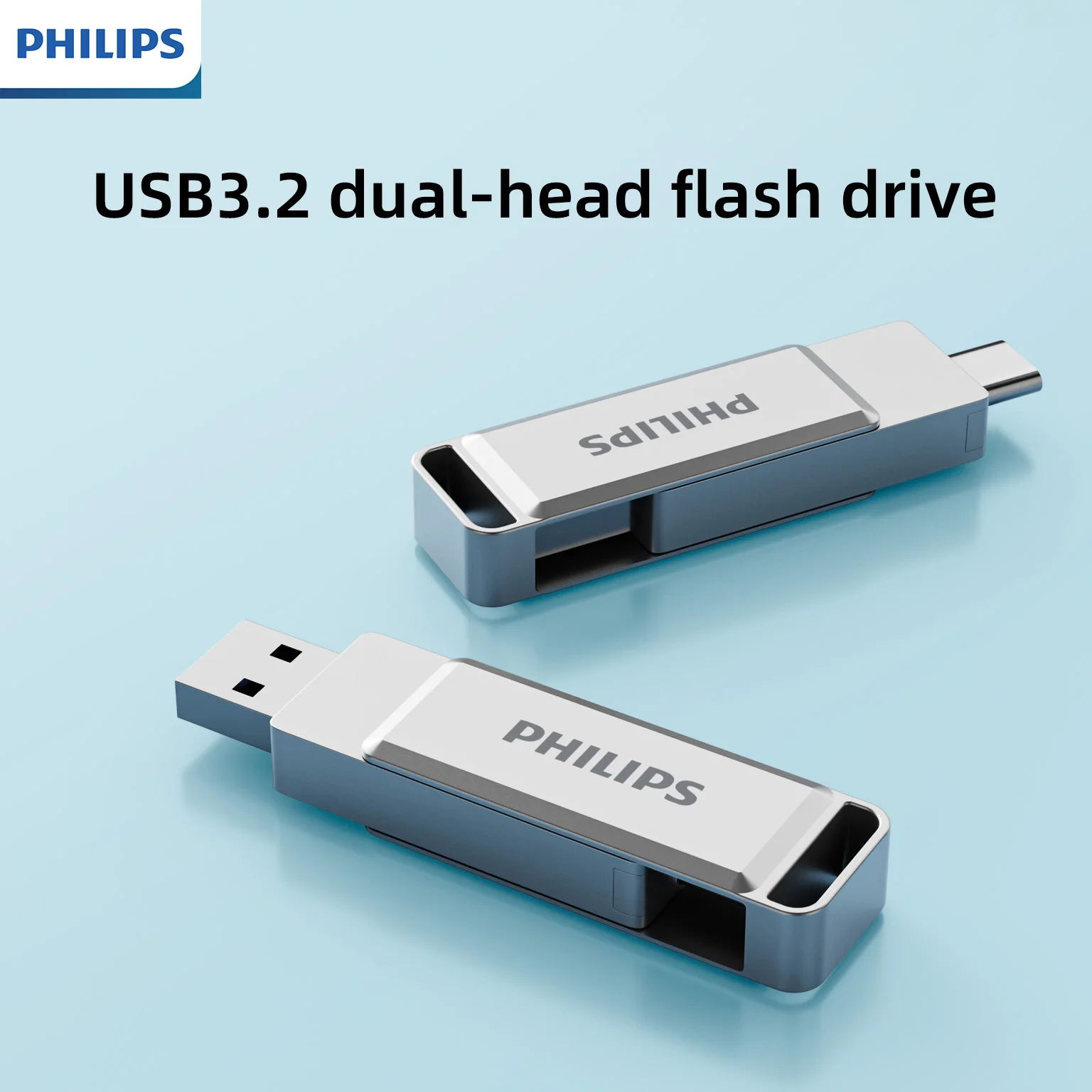 محرك أقراص فلاش PHILIPS USB 3.2 Type-C 2 في 1 - تصميم قابل للدوران، نقل بيانات عالي السرعة، سعة 32 جيجابايت - 512 جيجابايت #1