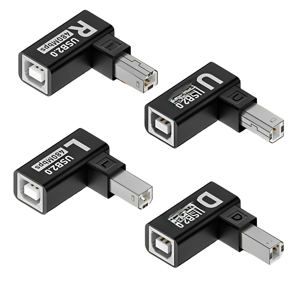 Adapter USB 2.0 do drukarki USB 2.0 męski na żeński 90-stopniowy adapter do drukarki USB B Konwerter wtyczki przedłużającej do skanera drukarki — zdjęcie 2