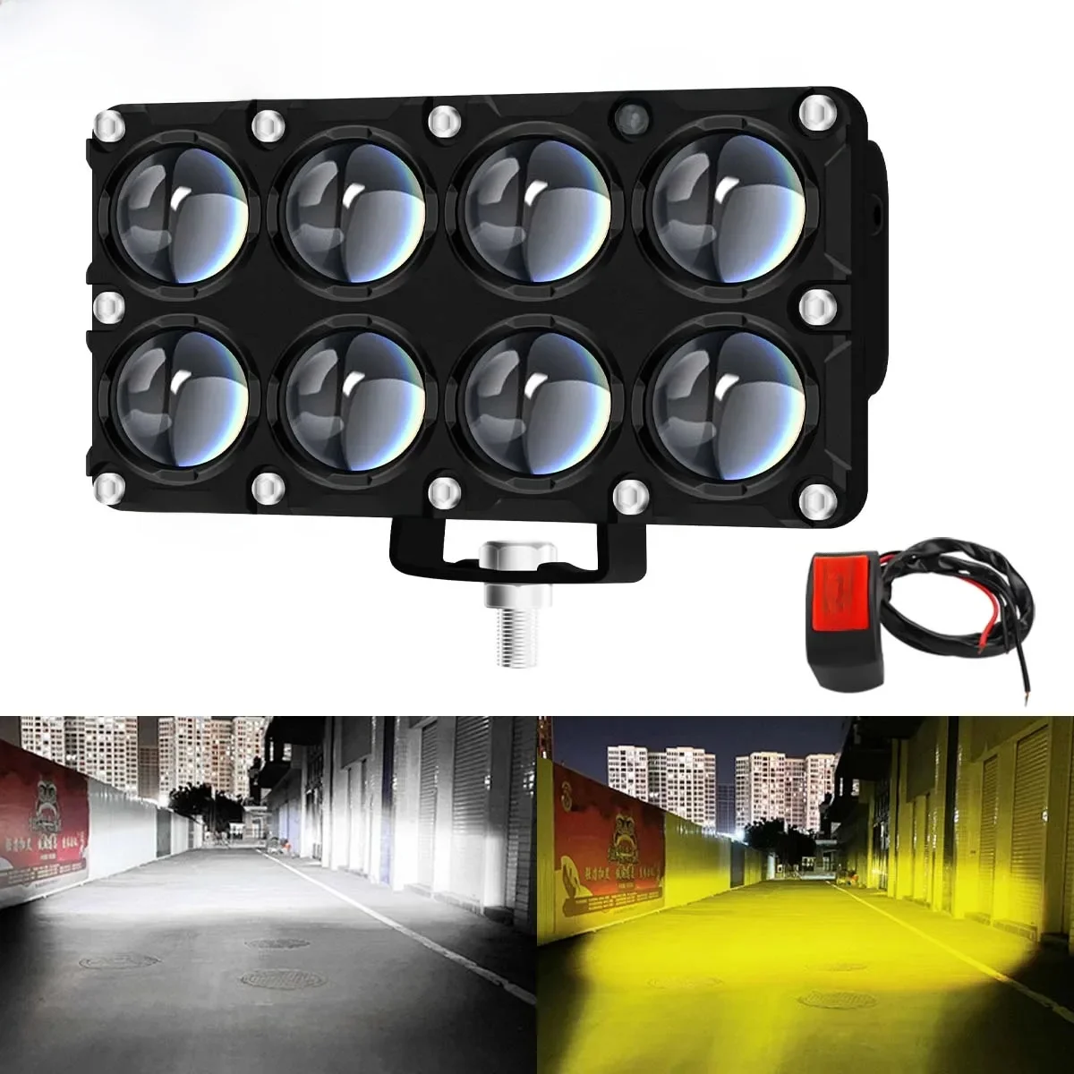 Projecteur auxiliaire de moto à lentille 6/8/10, phares antibrouillard de travail, ampoule de projecteur, phare supplémentaire, Spot de conduite électrique 12V