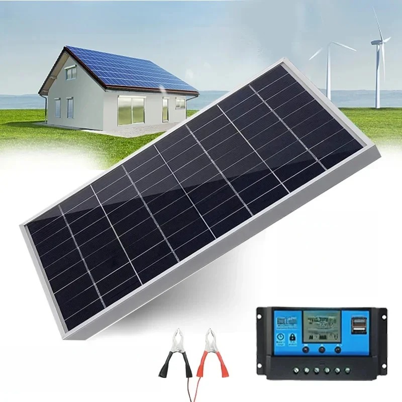 300W 12V zonnepaneelkit Complete polykristallijne USB-voeding Draagbare buiten oplaadbare zonnecel zonnegenerator voor thuis - afbeelding 2