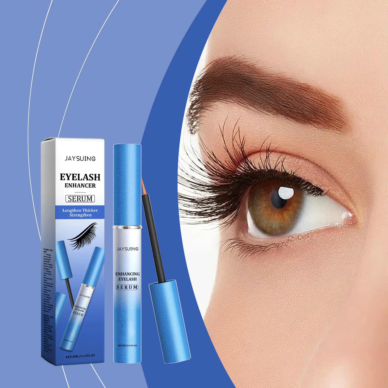 

Jaysuing 4ml Eyelash Growth Serum Natural Boost Thicken Curly Eyelashes Eyebrow Lengthening Fuller Makeup Lash Enhancing Serum