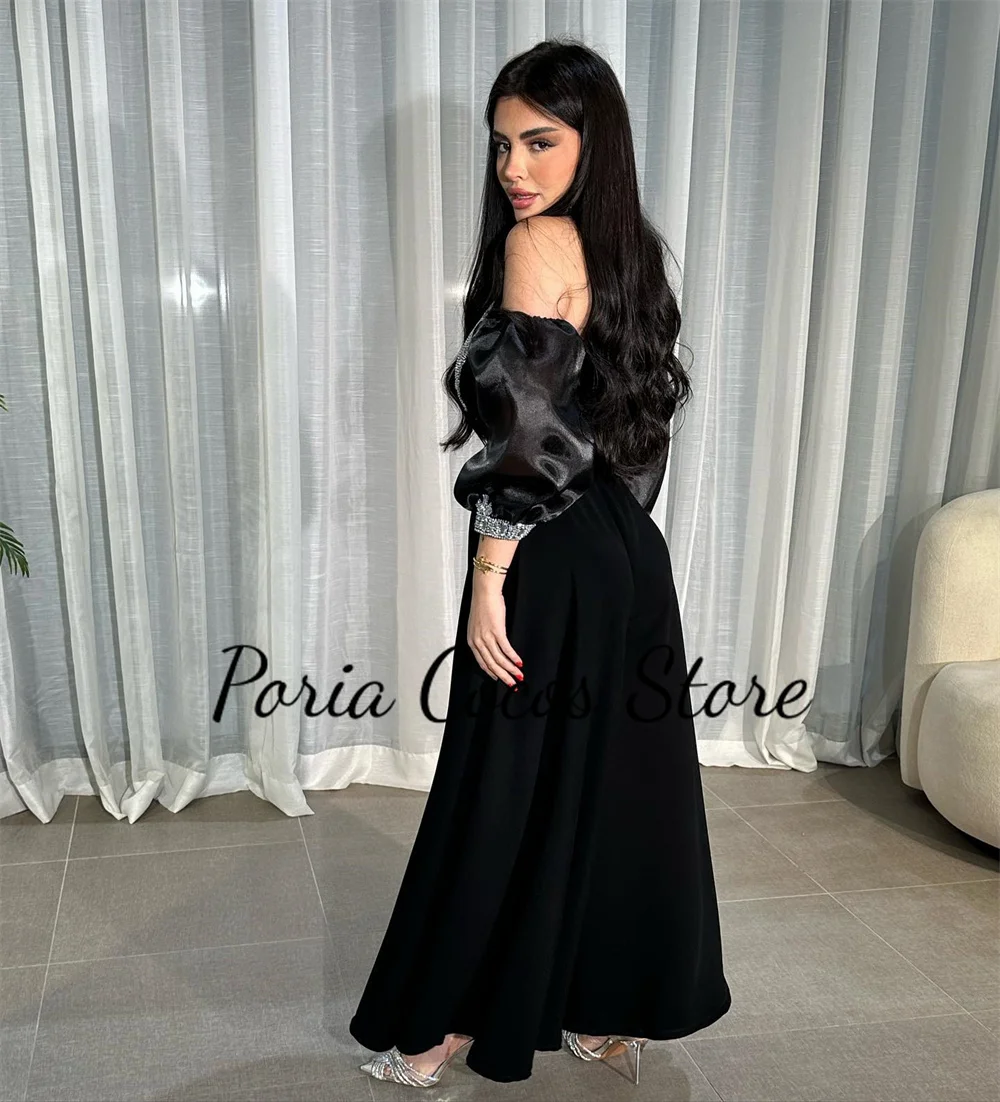 Customized Romantic Prom Gown For Women High Collar Off The Shoulder Ankle-Length A-line Evening Party Dresses فساتين للحفلات ال