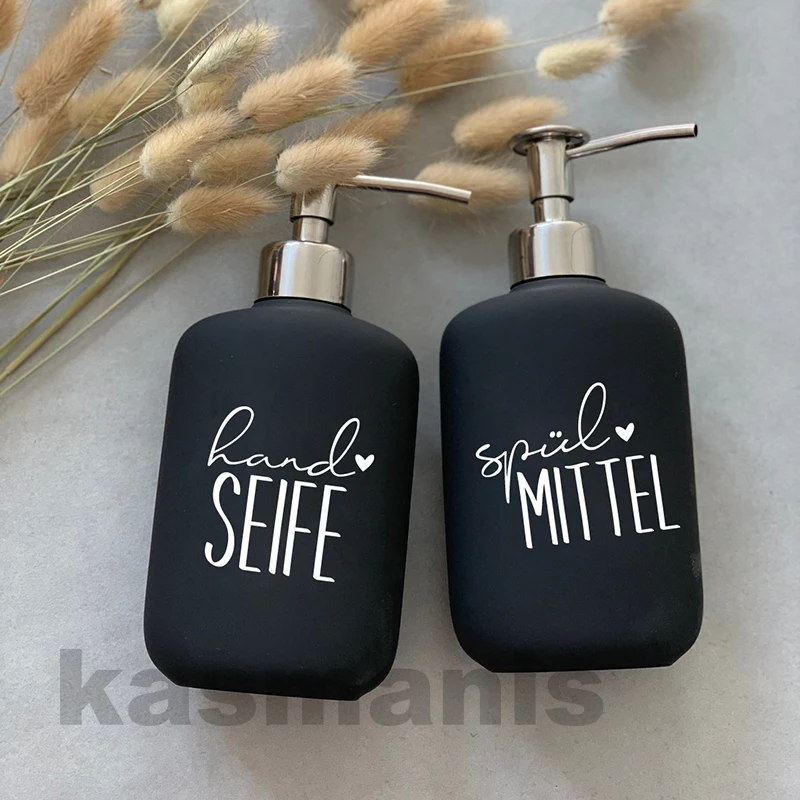German Hand Seife Label Vinyl Sticker Soap Dispenser Decals Waschmittel, Hand Creme Sign Decal for Dispenser Bottles Decoration
