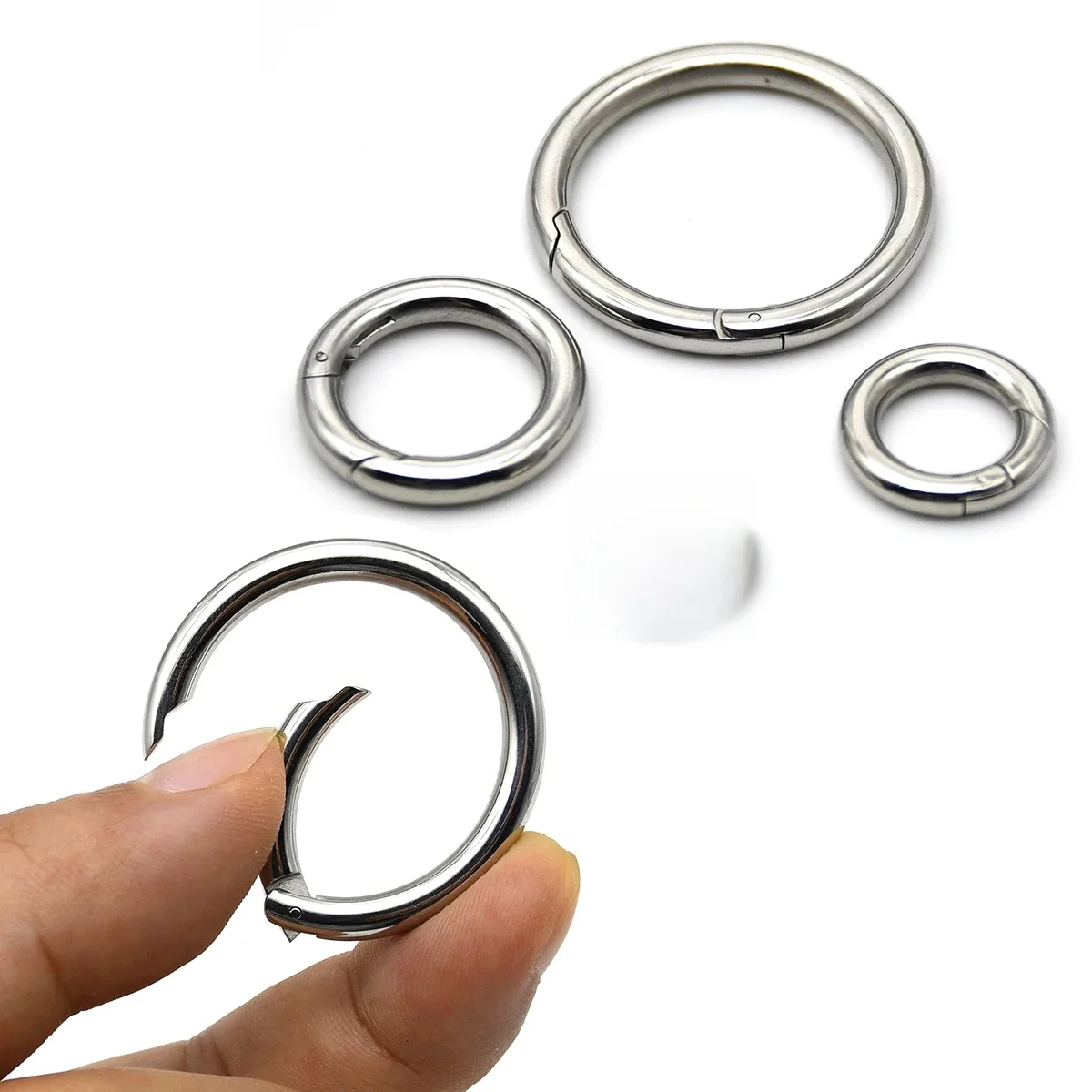 Anneau torique de porte à ressort en acier inoxydable, porte-clés ouvrable, sangle de sac, déclencheur, fermoir à pression, connecteur de clip, accessoires de bricolage