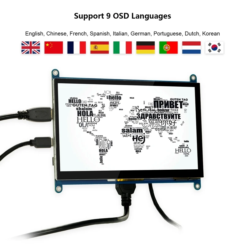 7 inch HDMI-compatible Monitor Capacitive Touchscreen  IPS Display OSD menu adjustment 1024×600 for Raspberry Pi 3B+/4B/Zero